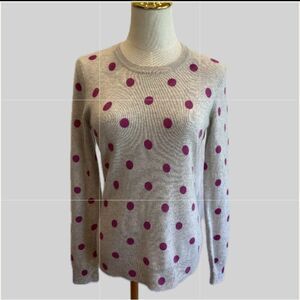 Only mine 2-Ply 100% Cashmere Gray Sweater with Pink Polka Dots S